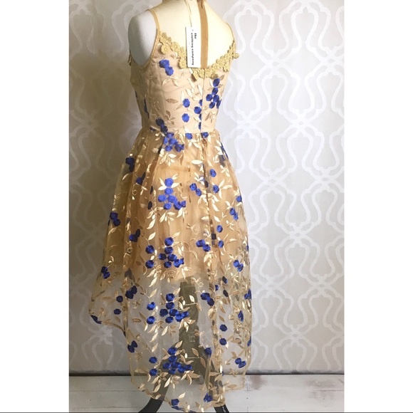 Enchanted Indigo & Golden Party Dress - Picture 4 of 8